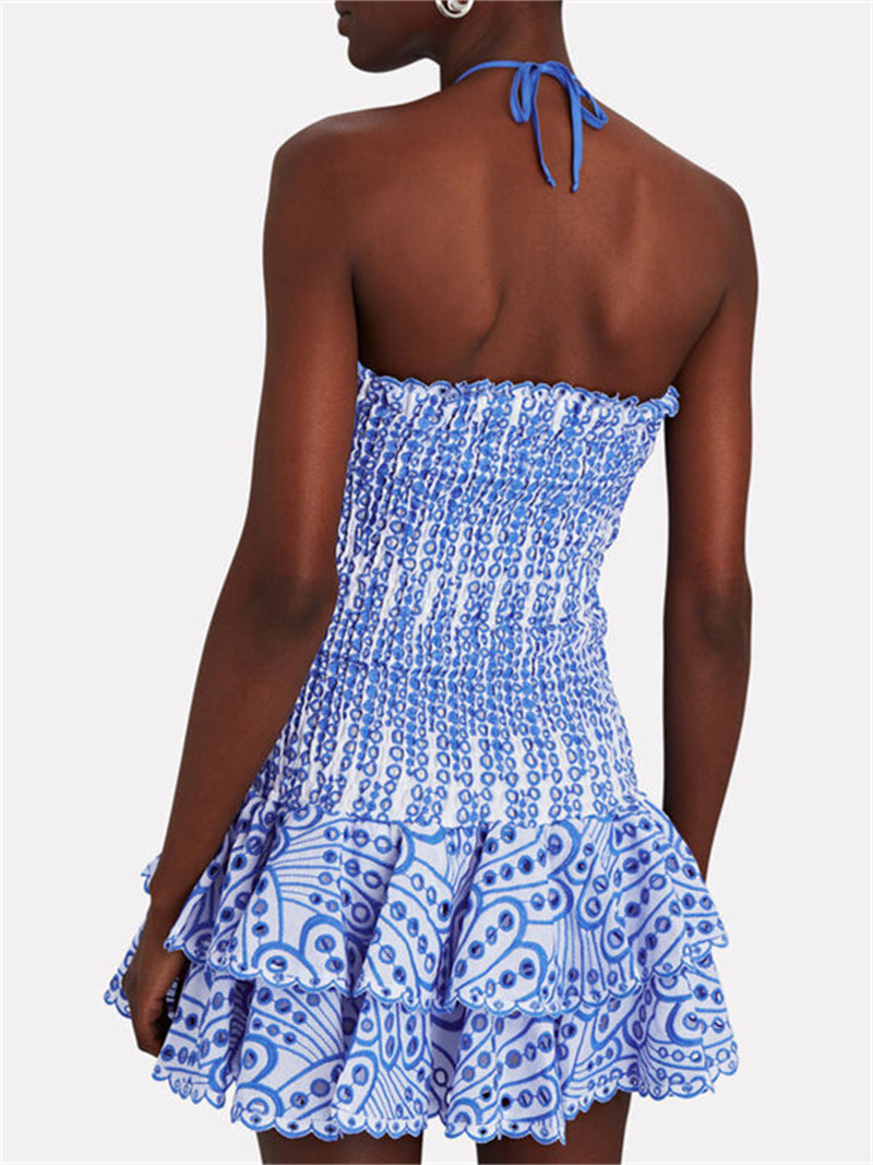 Women's Strapless Mini Dress - Shirred Bodice - Sweetheart Neckline - Ruffled Hem by Lumina Vancouver