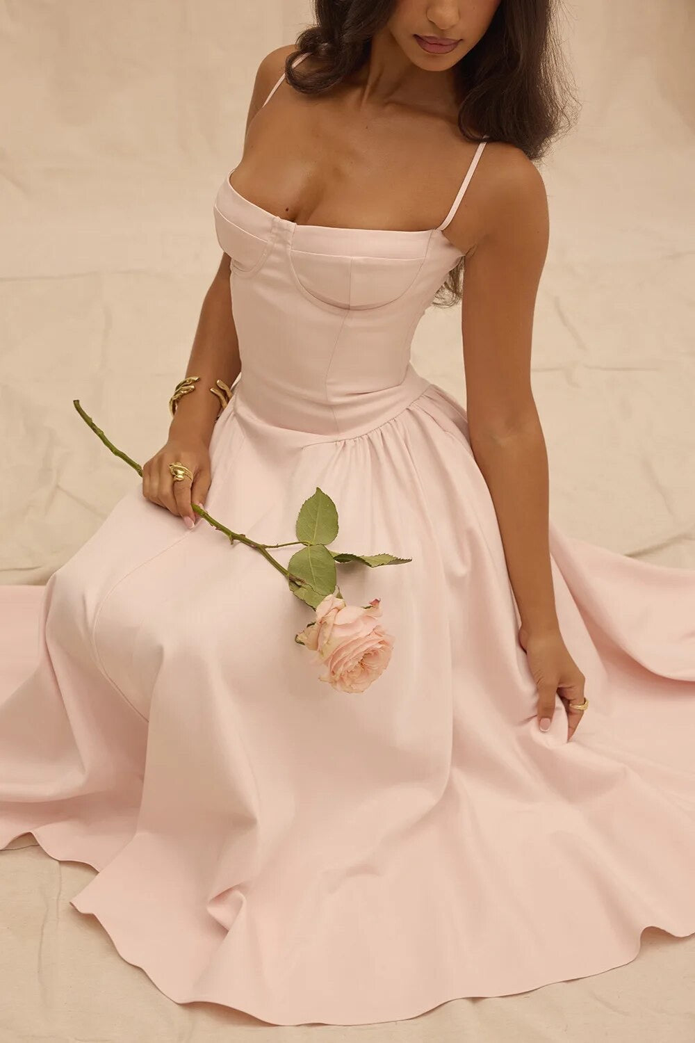 Women's Corset Dress - Sweetheart Neckline - Spaghetti Straps - A-Line Midi Fit by Lumina Vancouver