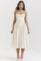 Women's Corset Dress - Sweetheart Neckline - Spaghetti Straps - A-Line Midi Fit by Lumina Vancouver