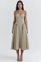 Women's Corset Dress - Sweetheart Neckline - Spaghetti Straps - A-Line Midi Fit by Lumina Vancouver