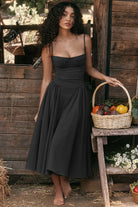 Women's Corset Dress - Sweetheart Neckline - Spaghetti Straps - A-Line Midi Fit by Lumina Vancouver