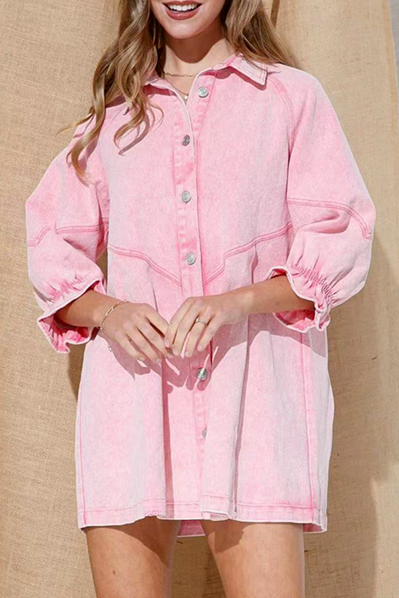 Women's Denim Shirt Dress - Button Down - Long Sleeve - Casual Stylish Fit by Lumina Vancouver