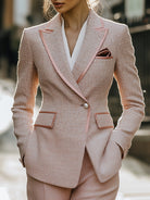Luna | Pink Tweed Skirt Suit Pearl Trim - Lumina Vancouver - Lumina Vancouver