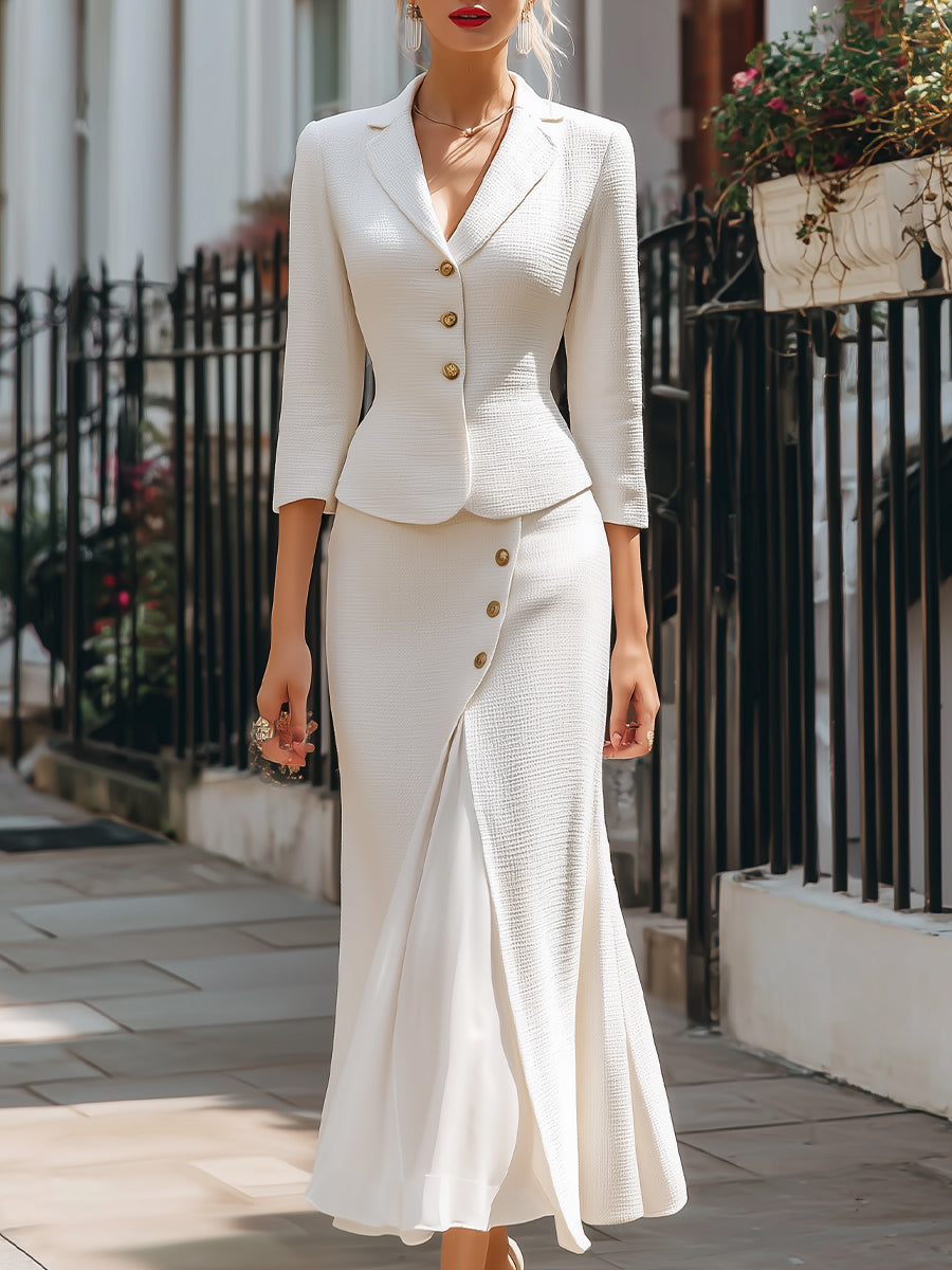 Luna | Textured Blazer and Midi Skirt - Lumina Vancouver - Lumina Vancouver