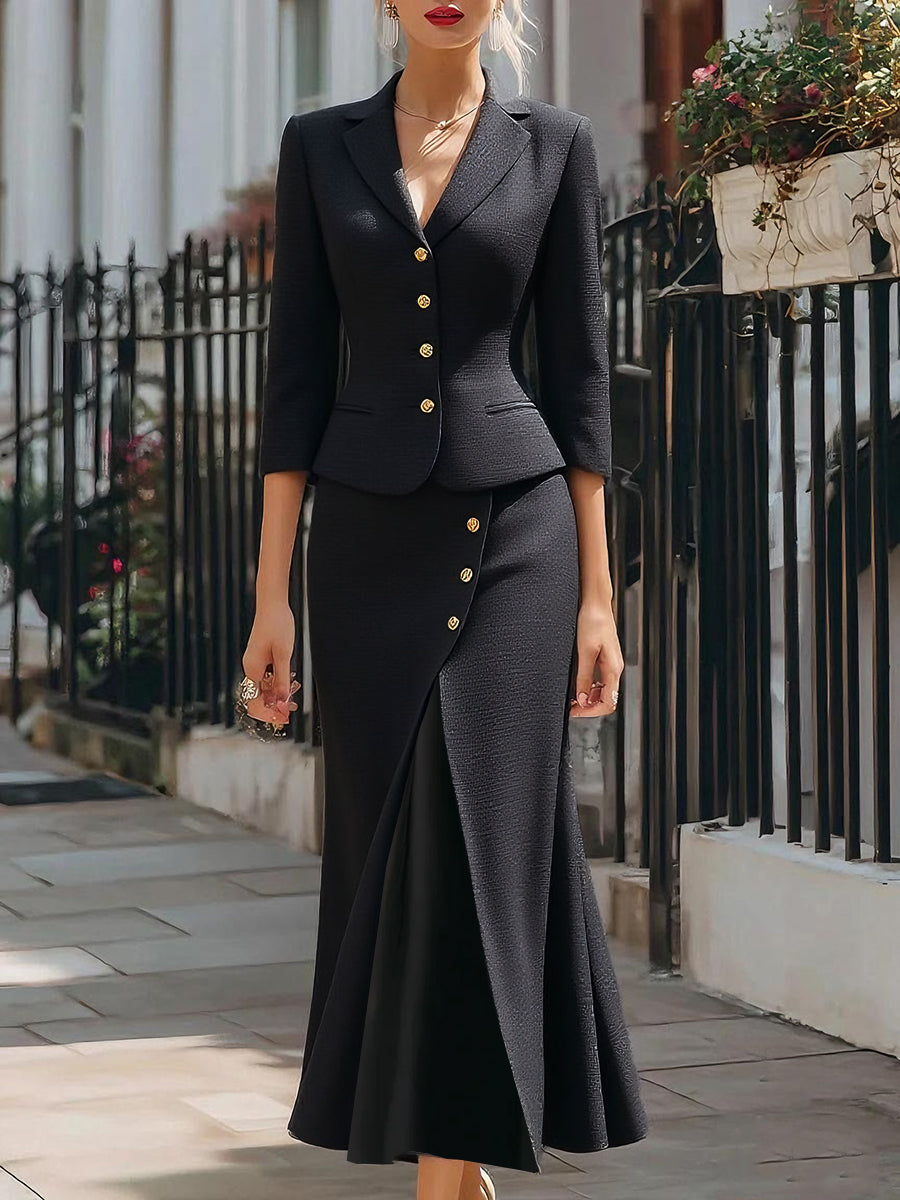 Luna | Textured Blazer and Midi Skirt - Lumina Vancouver - Lumina Vancouver