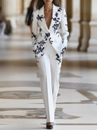 Luna | White Floral Printed Pantsuit Set - Lumina Vancouver - Lumina Vancouver