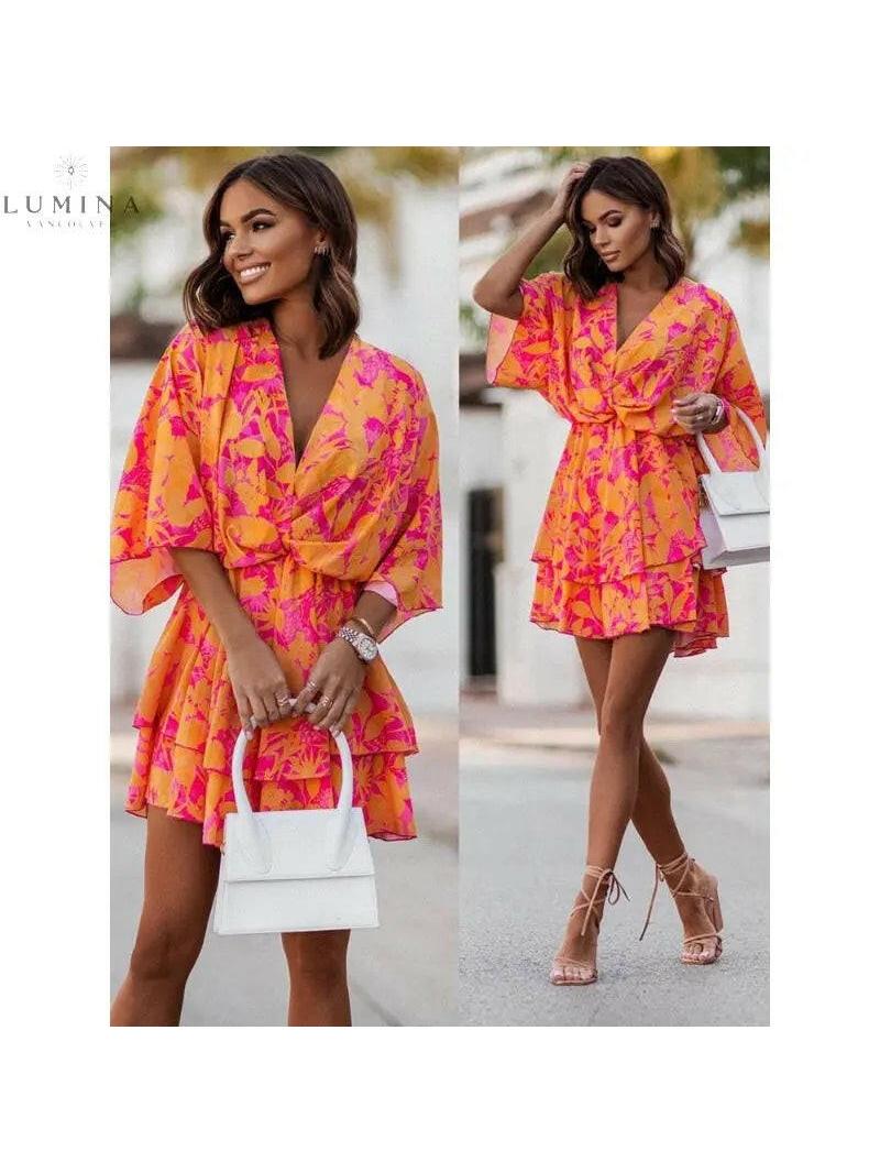 Valeria - Bohemian Floral Mini Dress
