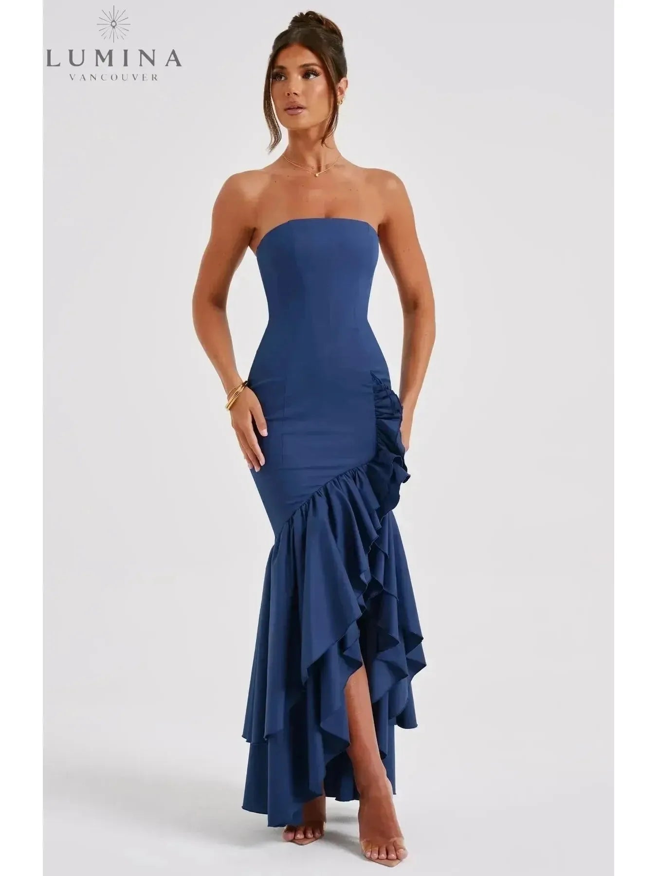 Riviera | Sleeveless Slit Ruffle Maxi Dress